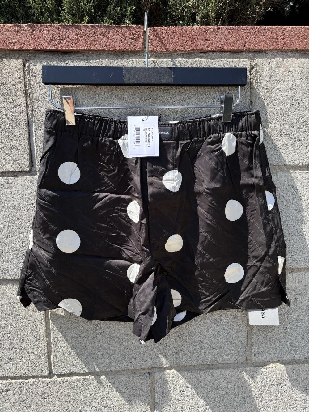 Balenciaga Homewear Polka Dot Pajama Lounge Shorts Black Sz IT 40 US 36